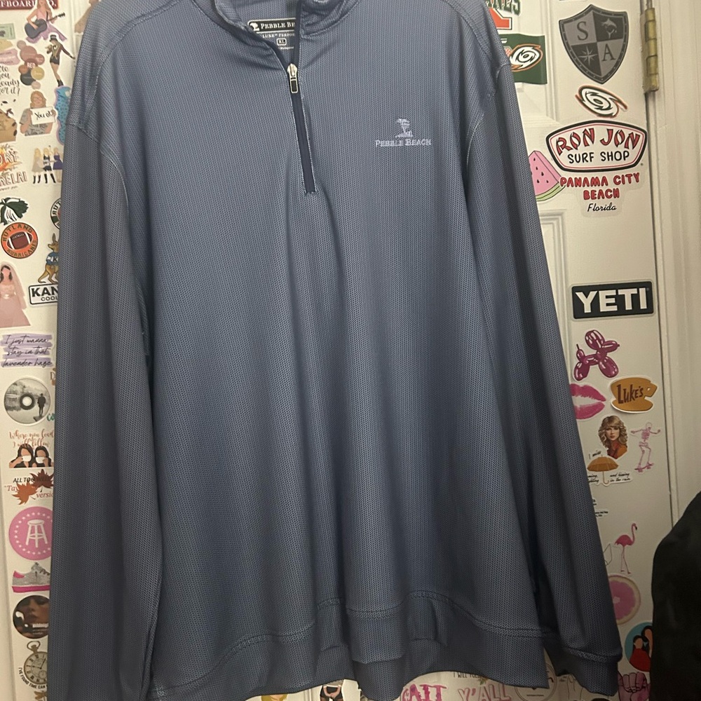 Pebble Beach Blue Patterned Performance Shirt - image 1